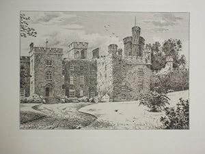 Fine Original Antique Etched Print Illustrating Mulgrave Castle in Yorkshire By William Wheater. ...