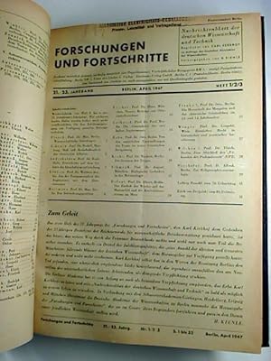 Forschungen und Fortschritte - Nachrichtenblatt der deutschen Wissenschaft und Technik. - 21. - 2...