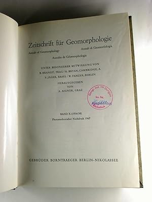 Zeitschrift für Geomorphologie. - Neue Folge, Band 10 (1936/1938) - Photomechan. Nachdruck 1967. ...