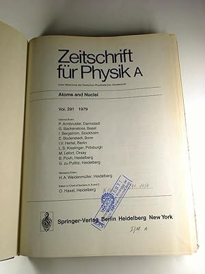 Zeitschrift für Physik A (atoms and nuclei). - 291. Band / 1979, (gebunden)