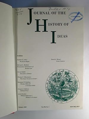 Journal of the history of ideas. - Vol. 58 / 1997 (gebundener Jahresbd.)