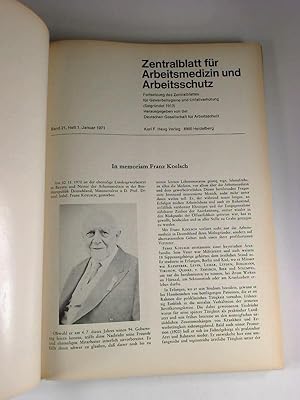 Zentralblatt für Arbeitsmedizin und Arbeitsschutz. - 21. Bd. / 1971 (gebundener Jahresbd.)