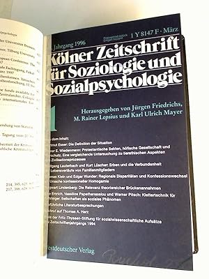 Kölner Zeitschrift für Soziologie und Sozialpsychologie - 48. Jahrg. / 1996. - (gebundener Jahrgang)