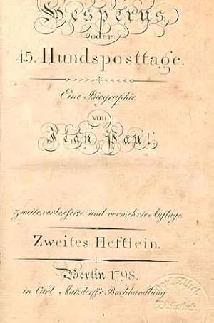 Hesperus, oder 45 Hundsposttage. Eine Biographie. - 2. Heftlein von 2.