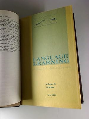 LANGUAGE LEARNING - Vol. 21 + 22 (bound volume) - A Journal of Applied Linguistics.