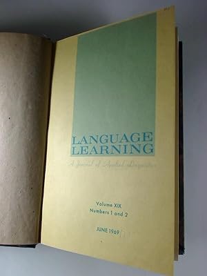 LANGUAGE LEARNING - Vol. 19 + 20 (bound volume) - A Journal of Applied Linguistics.