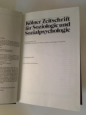 Kölner Zeitschrift für Soziologie und Sozialpsychologie - 44. Jahrg. / 1992. - (gebundener Jahrgang)