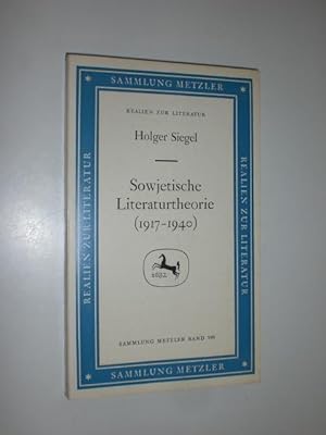 Bild des Verkufers fr Sowjetische Literaturtheorie (1917 - 1940). Von der historisch-materialistischen zur marxistisch-leninistischen Literaturtheorie. (=M 199). zum Verkauf von Stefan Kpper