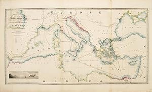 Image du vendeur pour General Chart of the Mediterranean Sea Including the Gulf of Venice, Archipelago and part of the Black Sea with the Steam packet Routes. mis en vente par Peter Harrington.  ABA/ ILAB.