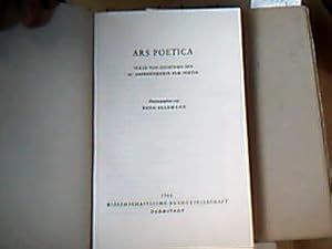 Bild des Verkufers fr Ars Poetica. Texte von Dichtern des 20. Jahrhunderts zur Poetik. zum Verkauf von Antiquariat Michael Solder