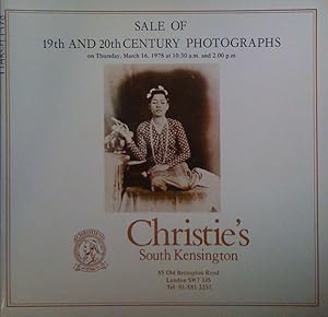 Sale of 19th and 20th Century Photographs. Thursday, March 16.