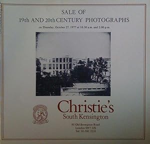 Sale of 19th and 20th Century Photographs. Thursday, October 27.