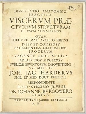 Seller image for Viscerum Praecipuorum Structuram et usum Adumbrans for sale by Antiq. F.-D. Shn - Medicusbooks.Com