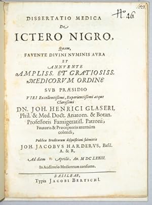 Seller image for De Ictero Negro, . for sale by Antiq. F.-D. Shn - Medicusbooks.Com