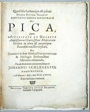 Bild des Verkufers fr De Pica. zum Verkauf von Antiq. F.-D. Shn - Medicusbooks.Com