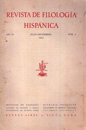 REVISTA DE FILOLOGIA HISPANICA - No. 2. Año IV, abril junio de 1942 (Notas sintáctico estilística...