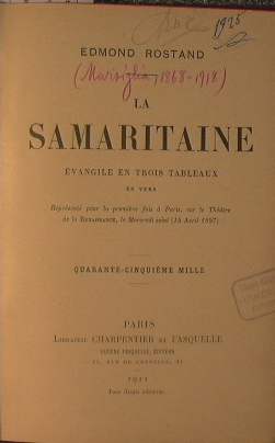 La samaritaine (evangile en trois tableaux en vers)