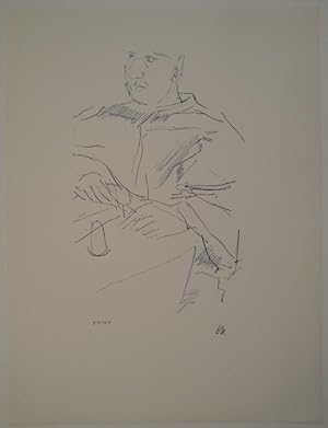 Papst Leo X. 1957. Lithographie in bläulichem Grau. Unten rechts in Bleistift monogrammiert, link...