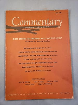 Bild des Verkufers fr Commentary July 1966 Volume Forty-Two, Number One zum Verkauf von WellRead Books A.B.A.A.