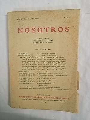 Bild des Verkufers fr Nosotros (Ao XVIII Marzo 1924 n 178) zum Verkauf von Gibbon Libreria