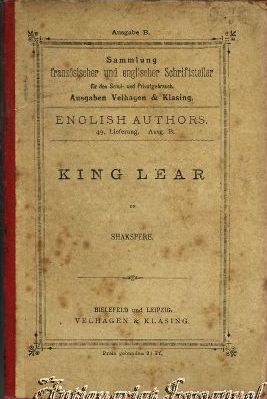 Bild des Verkufers fr King Lear zum Verkauf von Antiquariat Immanuel, Einzelhandel