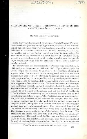 A DISCOVERY OF GREEK HORIZONTAL CURVES IN THE MAISON CARREE AT NIMES.