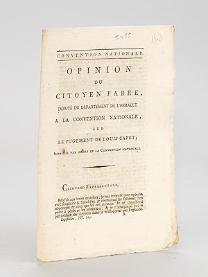 Opinion du Citoyen Fabre, Député du Département de l'Hérault à la Convention Nationale, sur le Ju...