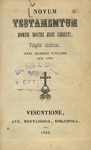 Bild des Verkufers fr Novum Testamentum Domini nostri Jesu Christi, vulgatae editionis, juxta exemplar vaticanum anni 1592. zum Verkauf von Libreria Oreste Gozzini snc