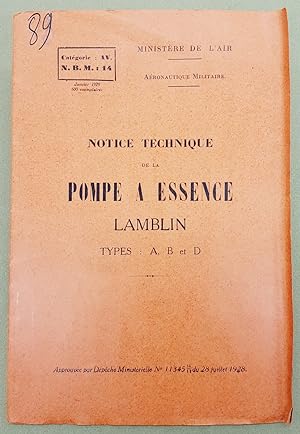 Notice Technique De La Pompe à Essence Lamblin. Types A. B. Et D.