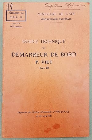 Notice Technique Du Démarreur De Bord Viet. Type 200.