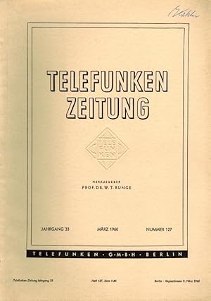 Bild des Verkufers fr Telefunken Zeitung. 33. Jahrgang. Nummern 128, 129 und 130. zum Verkauf von Antiquariat Fluck