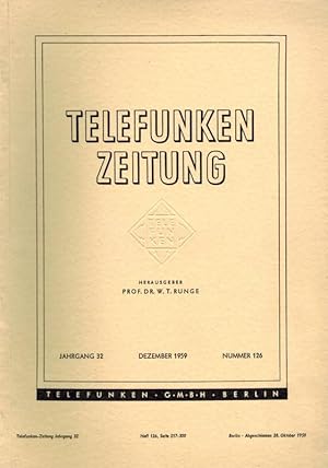 Bild des Verkufers fr Telefunken Zeitung. 32. Jahrgang. Nummern 123, 124, 125 und 126. zum Verkauf von Antiquariat Fluck