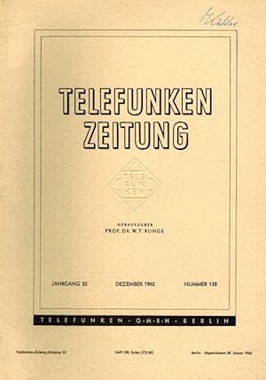 Bild des Verkufers fr Telefunken Zeitung. 35. Jahrgang. Nummern 135, 136, 137 und 138. zum Verkauf von Antiquariat Fluck