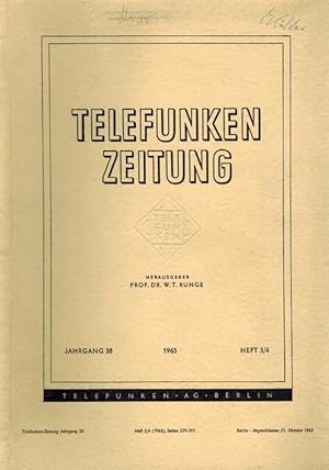 Bild des Verkufers fr Telefunken Zeitung. Jahrgang 38. Heft 2 und 3/4. zum Verkauf von Antiquariat Fluck