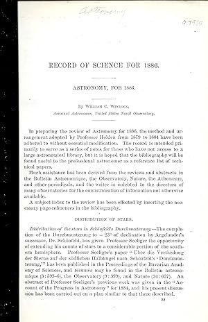 Image du vendeur pour RECORD OF SCIENCE FOR 1886. ASTRONOMY FOR 1886. mis en vente par Legacy Books