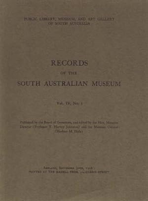 Image du vendeur pour Records of the South Australian Museum Volume IV No 1 mis en vente par Adelaide Booksellers