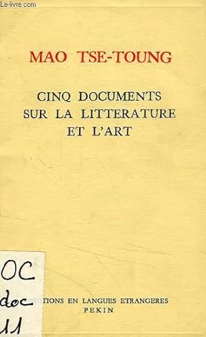 Seller image for CINQ DOCUMENTS SUR LA LITTERATURE ET L'ART for sale by Le-Livre