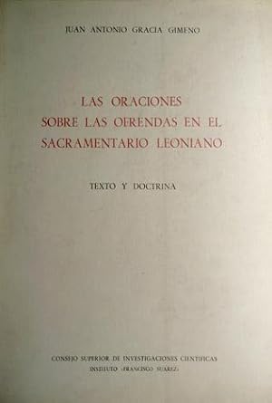Seller image for Las oraciones sobre las ofrendas en el Sacramentario Leoniano. Texto y doctrina. for sale by Hesperia Libros