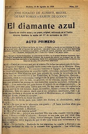 Bild des Verkufers fr El diamante azul. Comedia en cuatro actos y en prosa. zum Verkauf von Hesperia Libros