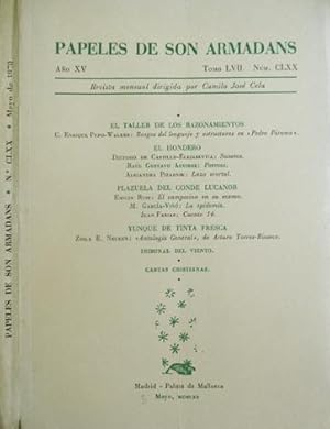 Bild des Verkufers fr Papeles de Son Armadans. Revista Mensual dirigida por Camilo Jos Cela. Ao XV, Mayo, 1970. (C. Enrique Pupo-Walker: Rasgos del lenguaje y estructuras de "Pedro Pramo"; Dictinio de Castillo Elejabeytia: Sonetos; Raul Gustavo Aguirre: Poemas; Alejandra Pizarnik: Lazo mortal; Emilio Ruiz: El campesino en su sexmo, y otros textos). zum Verkauf von Hesperia Libros