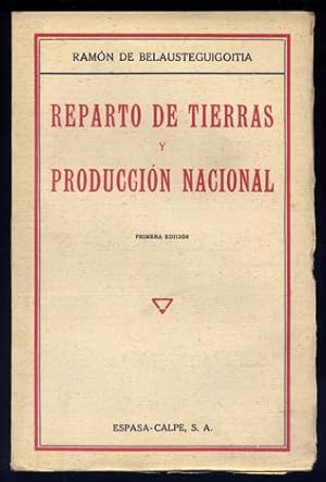 Imagen del vendedor de Reparto de tierras y produccin nacional. a la venta por Hesperia Libros