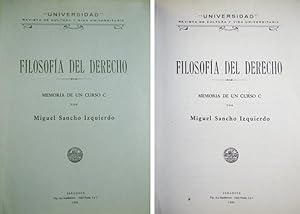 Imagen del vendedor de Filosofa del Derecho. Memoria de un Curso. a la venta por Hesperia Libros