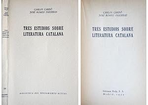 Imagen del vendedor de Tres estudios sobre literatura catalana. a la venta por Hesperia Libros