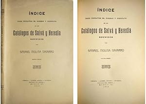 Imagen del vendedor de ndice para facilitar el manejo y consulta de los Catlogos de Salv y Heredia. a la venta por Hesperia Libros