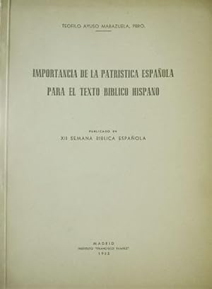 Imagen del vendedor de Importancia de la patrstica espaola para el texto bblico hispano. a la venta por Hesperia Libros