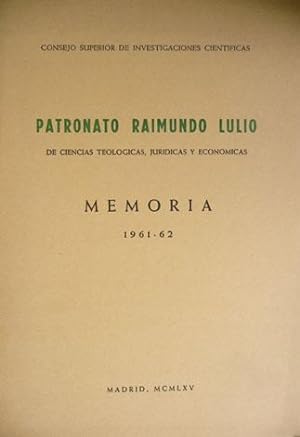 Bild des Verkufers fr de Ciencias Teolgicas, Jurdicas y Econmicas. Memoria 1961-1962. zum Verkauf von Hesperia Libros