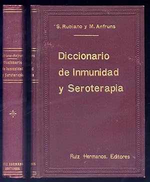 Imagen del vendedor de Diccionario Manual de Inmunidad y Seroterapia para estudiantes y mdicos prcticos. Prlogo de M. Martn Salazar. a la venta por Hesperia Libros