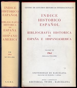 Seller image for ndice Histrico Espaol. Bibliografia Histrica de Espaa e Hispanoamrica. Director: Juan Vernet. Volumen VII: 1961. for sale by Hesperia Libros