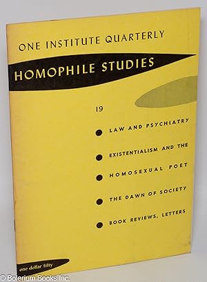 Seller image for One Institute Quarterly: Homophile Studies #19, vol. 6, #3 & 4, Summer/Fall 1963 [combined issues] for sale by Bolerium Books Inc.