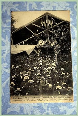 Image du vendeur pour Carte Postale Ancienne - SAINT AIGNAN SUR CHER Ftes de la Mutualit le 18-19 Juillet 1909 -La sortie du Banquet. mis en vente par JOIE DE LIRE